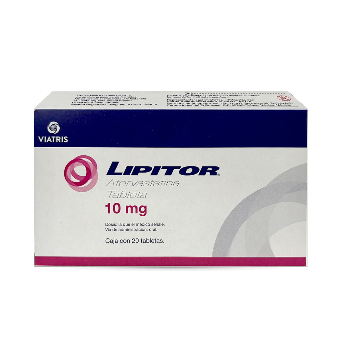 Lipitor Viatris Atorvastatina 10 mg Caja Con 20 Tabletas