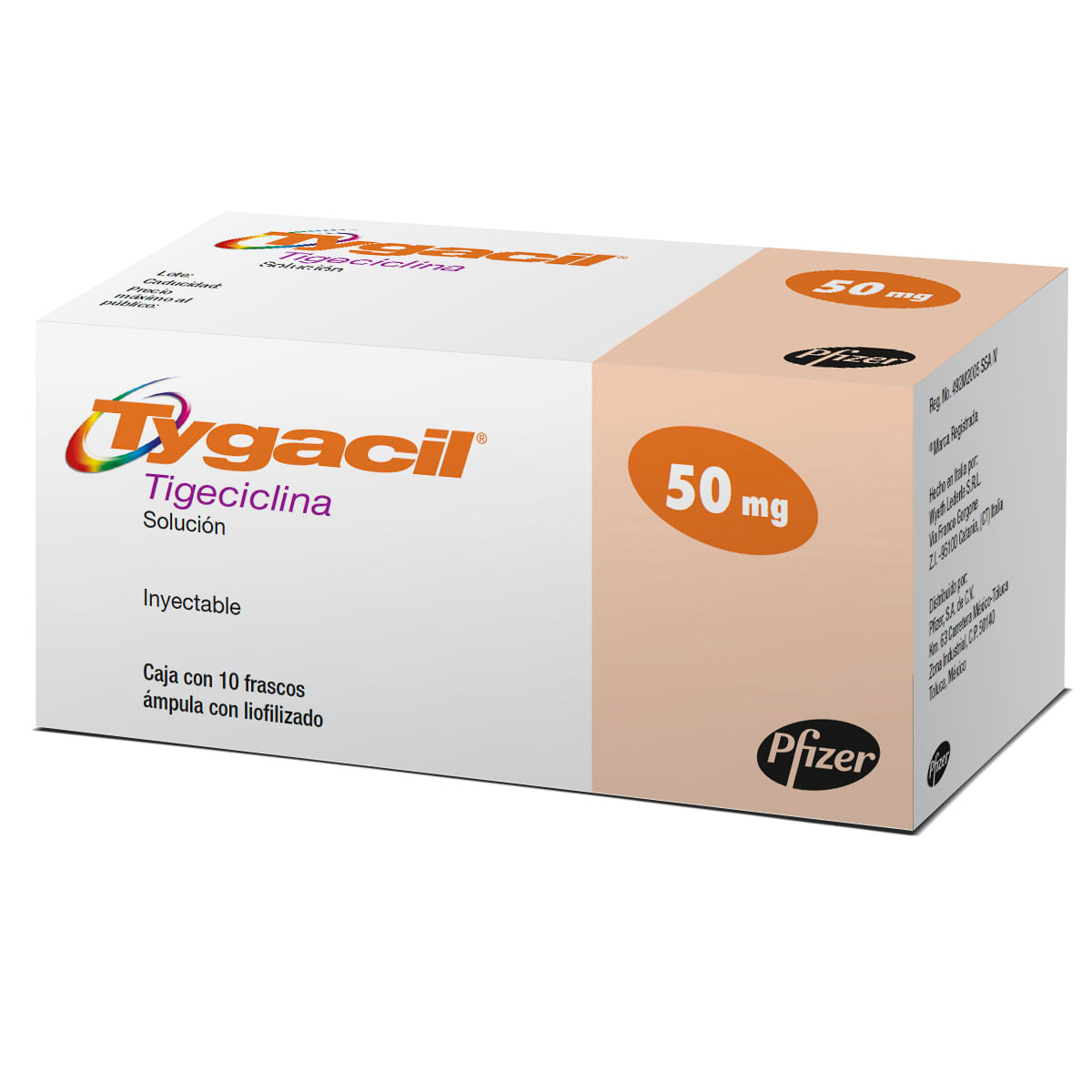 TYGACIL 50 MG SOL INY FA C