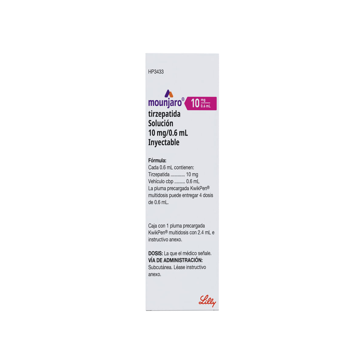Mounjaro Trizepatida Caja Con Pluma Precargada KwikPen De 10 mg/0.6 ml