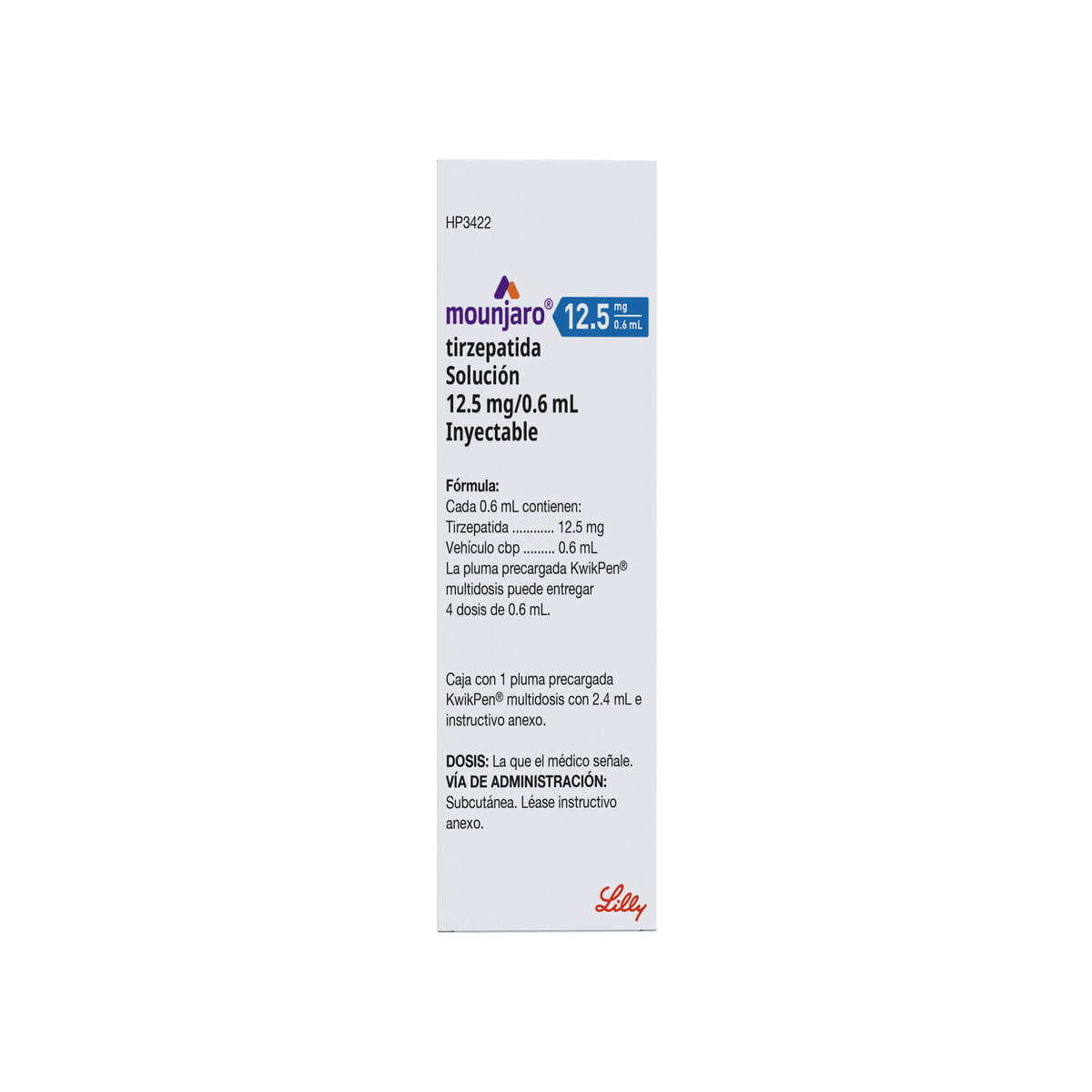 Mounjaro Tirzepatida Solución Caja Con 1 Pluma Precargada KwikPen De 12.5 mg / 0.6 ml
