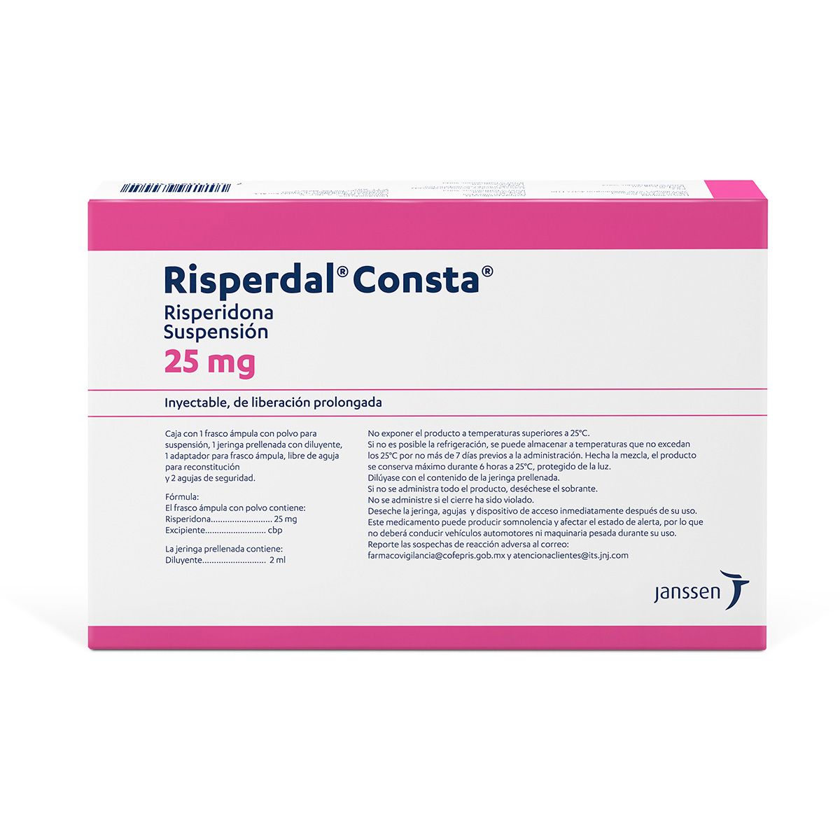Risperdal 25 mg Solución Inyectable Con Aguja Frasco Ámpula