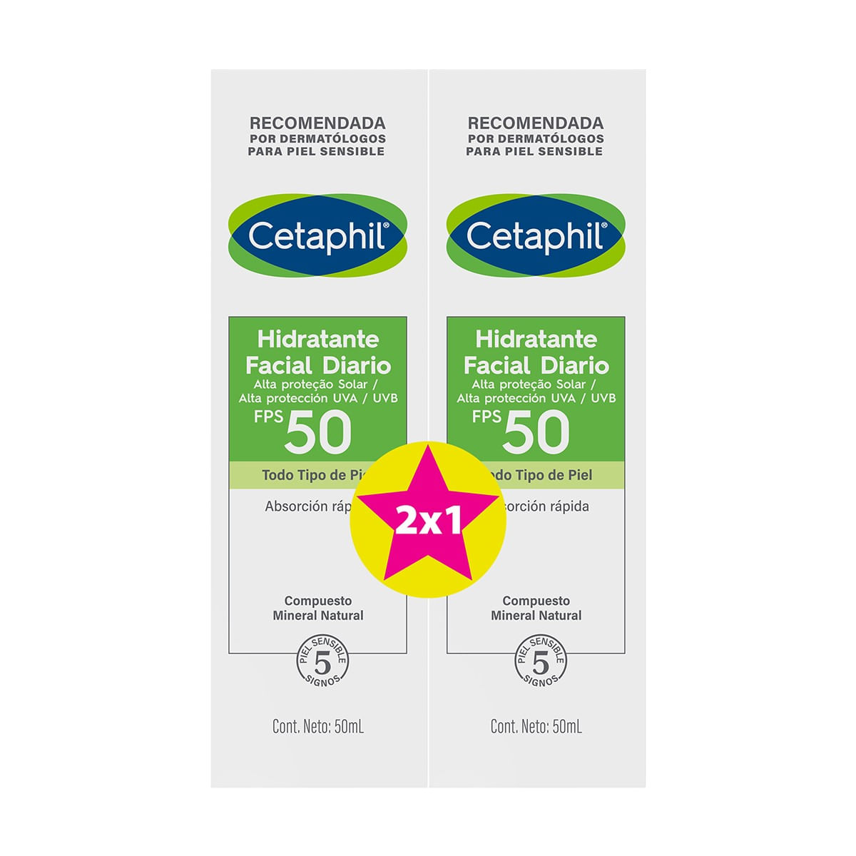 Pack Cetaphil Hidratante Facial Diario Fps 50 Two