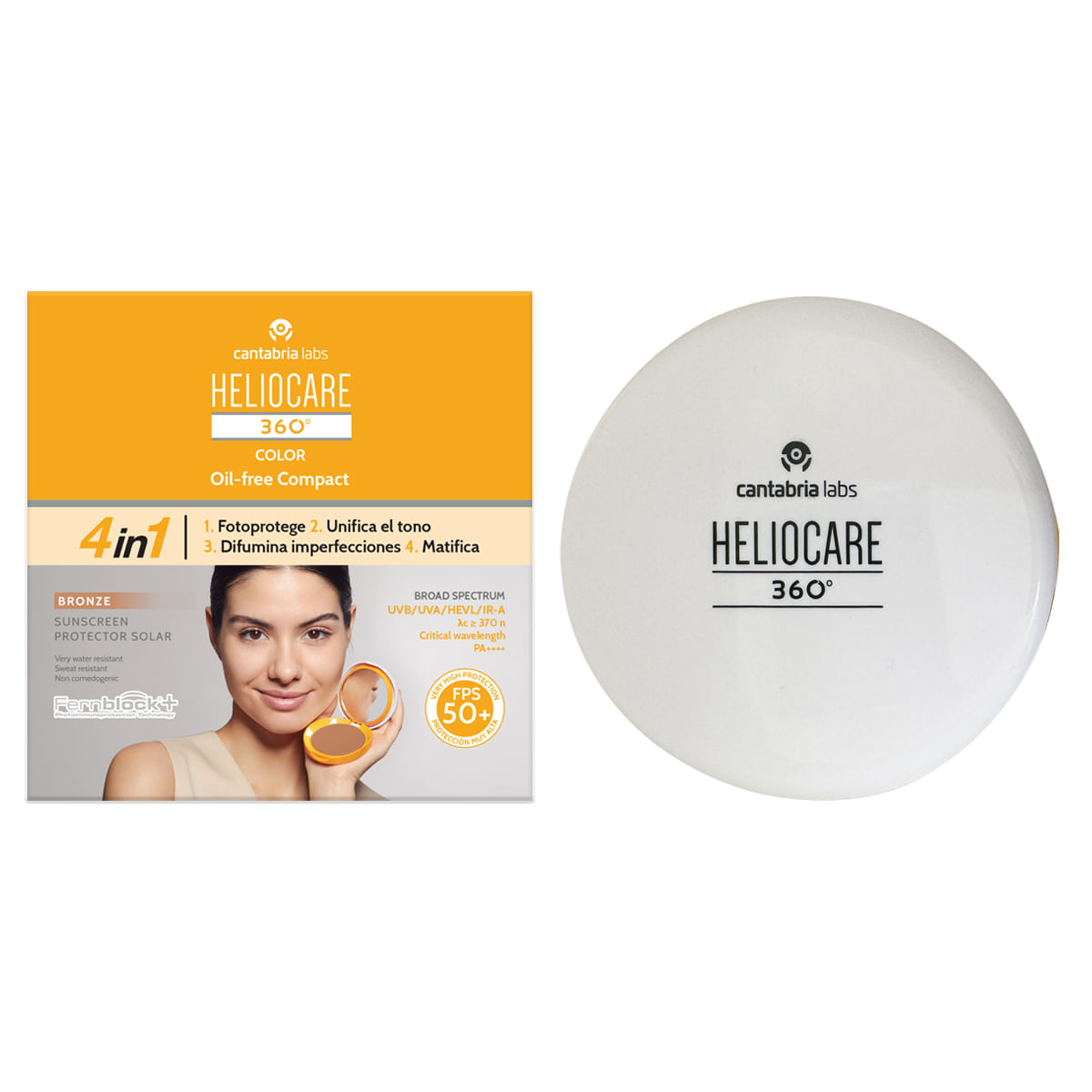 Protector Solar 4 en 1 Heliocare 360° Color Compact Oil Free Bronze 10 G